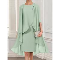 Women's Sheath Dress Plain Dress Elegant Dress Midi Dress Draped Tiered Elegant Crew Neck Sleeveless Green Color Lightinthebox