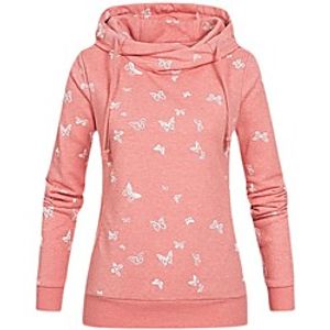 Women's Hoodie Sweatshirt Butterfly Animal Print Casual Daily Active Streetwear Hoodies Sweatshirts  Blushing Pink Lightinthebox