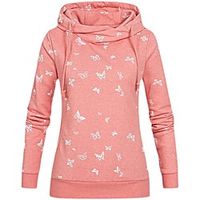 Women's Hoodie Sweatshirt Butterfly Animal Print Casual Daily Active Streetwear Hoodies Sweatshirts  Blushing Pink Lightinthebox - thumbnail