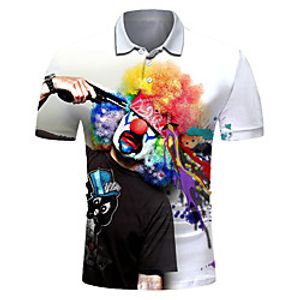 Men's Polo 3D Print Human Button-Down Short Sleeve Street Tops Casual Fashion Cool Breathable White Lightinthebox