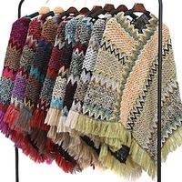 Women's Shawl Wrap Poncho Ruana Cape Daily Holiday Cotton Polyester Casual Bohemia Warm 1 PC miniinthebox - thumbnail