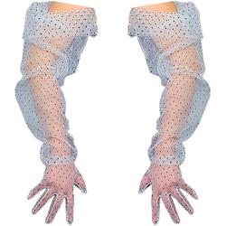 Women Long Wedding Gloves Polka Dot Mesh Semi Sheer Bridal Gloves Wedding Translucent Gloves Lightinthebox