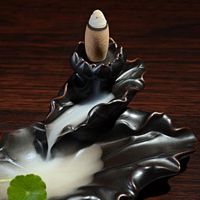 Pottery Lotus Backflow Sticker Incense Burner Incense Holder Ash Catcher With 10 Cones Home Crafts