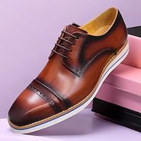 Men's Oxfords Formal Shoes Dress Shoes Walking Vintage Business Classic Office  Career Party  Evening Leather Massage Height Increasing Comfortable Lace-up Black Brown Fall Lightinthebox - thumbnail