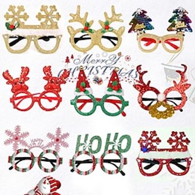 9 Pcs Cartoon Christmas Glasses for Children Adult Christmas Decoration Holiday Party Supplies Creative Deer Horn Plastic Eyeglass Frame Lightinthebox