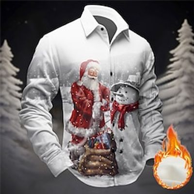 Casual Men's Daily Wear Vacation Going out Fall  Winter Turndown Long Sleeve Red, Navy Blue, Purple S, M, L Shirt Christmas miniinthebox