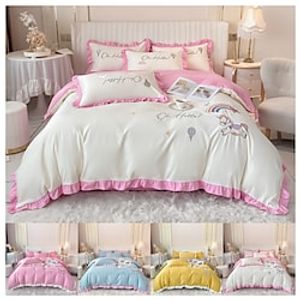 New comfortable soft skin-friendly fur grinding embroidery four-piece set  coverlet Lightinthebox