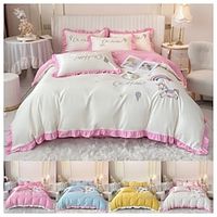 New comfortable soft skin-friendly fur grinding embroidery four-piece set  coverlet Lightinthebox - thumbnail