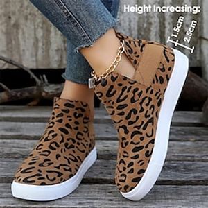 Women's Sneakers Boots Slip-Ons Wedge Heels Comfort Shoes Animal Print Outdoor Daily Walking Summer Flat Heel Round Toe Casual Comfort Minimalism Walking Shoes PU Loafer Leopard Camouflage Leopard miniinthebox