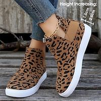 Women's Sneakers Boots Slip-Ons Wedge Heels Comfort Shoes Animal Print Outdoor Daily Walking Summer Flat Heel Round Toe Casual Comfort Minimalism Walking Shoes PU Loafer Leopard Camouflage Leopard miniinthebox - thumbnail