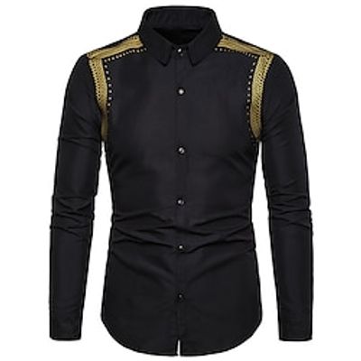 Men's Shirt Linear Turndown Street Holiday Button-Down Long Sleeve Tops Casual Fashion Comfortable Wine White Black miniinthebox