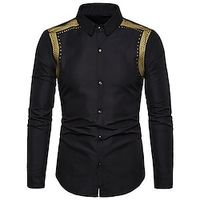 Men's Shirt Linear Turndown Street Holiday Button-Down Long Sleeve Tops Casual Fashion Comfortable Wine White Black miniinthebox - thumbnail