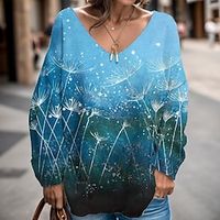 Women's Sweatshirt Pullover Floral Active Sportswear Print Blue Casual Sports V Neck Long Sleeve Top Micro-elastic Fall  Winter Lightinthebox - thumbnail