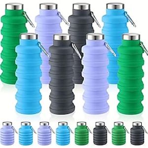 Foldable Reusable Silicone Water Bottles, 16oz Portable Leakproof  Water Cup With Lid And Buckle for Camping, Hiking, Outdoor Indoor Gym Sports Lightinthebox