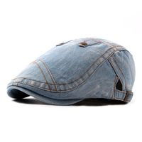 Women Vintage Washed Denim Beret Cap Travel Casual Breathable Baseball Hat