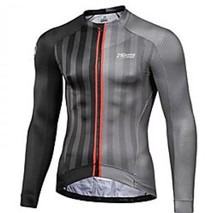 21Grams Men's Long Sleeve Cycling Jersey Winter Fleece Spandex Polyester Grey Bike Jersey Padded Shorts / Chamois Top Mountain Bike MTB Road Bike Cycling UV Resistant Quick Dry Breathable Sports miniinthebox