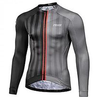 21Grams Men's Long Sleeve Cycling Jersey Winter Fleece Spandex Polyester Grey Bike Jersey Padded Shorts / Chamois Top Mountain Bike MTB Road Bike Cycling UV Resistant Quick Dry Breathable Sports miniinthebox - thumbnail