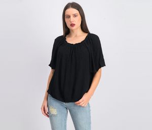 Womens Off-Shoulder Embroidered Blouse  Black