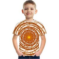 Kids Boys' Tee Short Sleeve 3D Print Graphic Optical Illusion Rainbow Children Tops Active 3-12 Years Lightinthebox - thumbnail