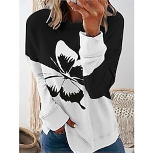 Women's Sweatshirt Pullover Sportswear Casual Patchwork Print Black Animal Loose Fit Casual Round Neck Long Sleeve S M L XL XXL 3XL  3D Print Lightinthebox