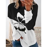 Women's Sweatshirt Pullover Sportswear Casual Patchwork Print Black Animal Loose Fit Casual Round Neck Long Sleeve S M L XL XXL 3XL  3D Print Lightinthebox - thumbnail