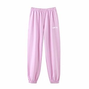 Women's Basic Streetwear Comfort Daily Going out Jogger Pants Pants Letter Full Length Pocket Purple Light gray Dark Gray Beige miniinthebox