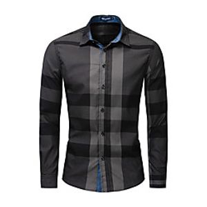 Men's Shirt Striped Button-Down Long Sleeve Casual Tops Cotton Business Casual Comfortable Royal Blue Black miniinthebox