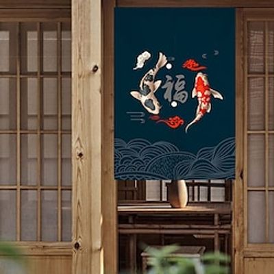 Japanese Noren Curtain Door Cover Doorway Curtain Panel Traditional Carp Fishes Printed Door Tapestry Room Divider Curtains for Kitchen Sushi Bathroom Livingroom Bedroom Lightinthebox