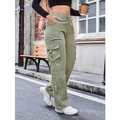 Women's Straight Full Length Low Waist Cargo Workout Sports Daily Wear Green S M Spring Fall Lightinthebox