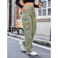 Women's Straight Full Length Low Waist Cargo Workout Sports Daily Wear Green S M Spring Fall Lightinthebox - thumbnail