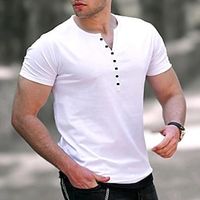 Men's T shirt Tee Henley Shirt Tee Tee Top Plain Henley Street Vacation Short Sleeve Clothing Apparel Fashion Designer Basic Lightinthebox