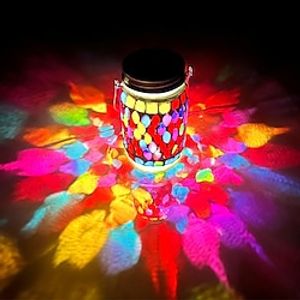Mosaic Solar Light Outdoor Waterproof Pendant Light Mason Jar Solar Step Light Garden Patio Balcony Camping Party Wedding Decoration New Year Gift Lightinthebox