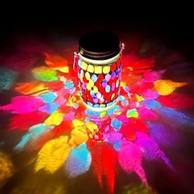 Mosaic Solar Light Outdoor Waterproof Pendant Light Mason Jar Solar Step Light Garden Patio Balcony Camping Party Wedding Decoration New Year Gift miniinthebox