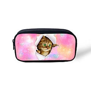 Unisex Bags Polyester Pencil Cases Zipper Cartoon Cat Floral Print Daily Office  Career 3D Print Purple Pink Rainbow Lightinthebox