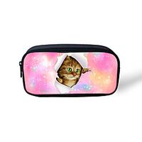 Unisex Bags Polyester Pencil Cases Zipper Cartoon Cat Floral Print Daily Office  Career 3D Print Purple Pink Rainbow Lightinthebox - thumbnail