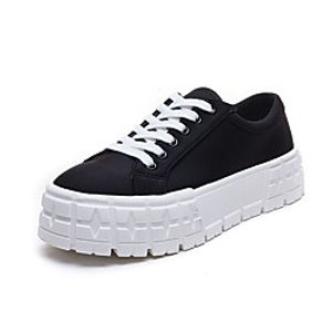 Women's Sneakers Flat Heel Round Toe Booties Ankle Boots Daily Work Canvas Solid Colored Black miniinthebox