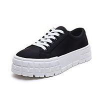 Women's Sneakers Flat Heel Round Toe Booties Ankle Boots Daily Work Canvas Solid Colored Black miniinthebox - thumbnail