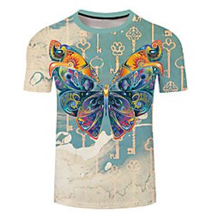 Men's Unisex Tee T shirt 3D Print Butterfly Graphic Prints Plus Size 3D Print Short Sleeve Casual Tops Basic Designer Big and Tall Red / White Green / Red White miniinthebox