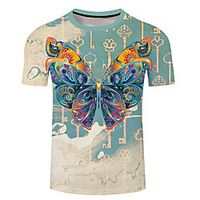 Men's Unisex Tee T shirt 3D Print Butterfly Graphic Prints Plus Size 3D Print Short Sleeve Casual Tops Basic Designer Big and Tall Red / White Green / Red White miniinthebox - thumbnail
