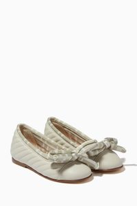 FF Tonal Bow Ballerinas in Leather