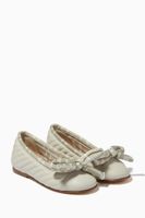 FF Tonal Bow Ballerinas in Leather
