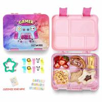 Eazy Kids 5 & 4 Convertible Bento Lunch Box With Sandwich Cutter Set - Gamer Girl