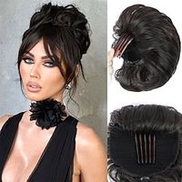 Messy Bun Hair Piece Comb Drawstring Hair Bun Hair Piece Wave Curly Hair Buns Drawstring Hair Bun with Comb Clip Bun Updo Messy Hair Chignon Synthetic Hair Pieces for Women Lightinthebox