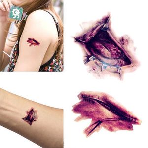 Halloween Fake Scab Bloody Makeup Zombie Scars Tattoos Terror Wound Scary Bloody Sticker