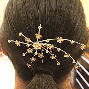 Women's Girls' Hair Sticks Hair Jewelry For Wedding Party Evening Birthday Party Festival Flower Classic Silver Plated Alloy Silver 1pc Lightinthebox