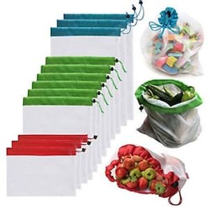 6pcs Polyester Mesh Cloth Vegetable Fruit Storage Bag Reusable Agricultural Product Bag Environmental Bag miniinthebox