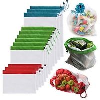 6pcs Polyester Mesh Cloth Vegetable Fruit Storage Bag Reusable Agricultural Product Bag Environmental Bag miniinthebox - thumbnail