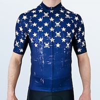 21Grams Men's Cycling Jersey Short Sleeve Bike Top with 3 Rear Pockets Mountain Bike MTB Road Bike Cycling Breathable Quick Dry Moisture Wicking Reflective Strips Blue Skull Stars Polyester Spandex Lightinthebox - thumbnail