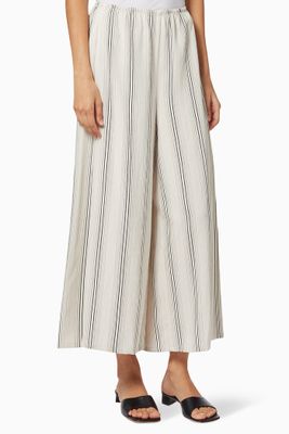 Striped Wide-Leg Culottes Striped Wide-Leg Culottes