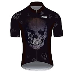 21Grams Men's Short Sleeve Cycling Jersey Spandex Polyester Black Skull Bike Jersey Top Mountain Bike MTB Road Bike Cycling UV Resistant Breathable Quick Dry Sports Clothing Apparel / Stretchy miniinthebox